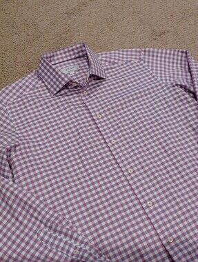 Eton Contemporaey Pink and White Long Sleeved Dress Shirt Men Size L/42/16.5